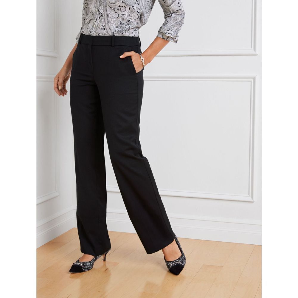 Talbots Signature‎ Linen Wide  Leg Trousers Black 4 New